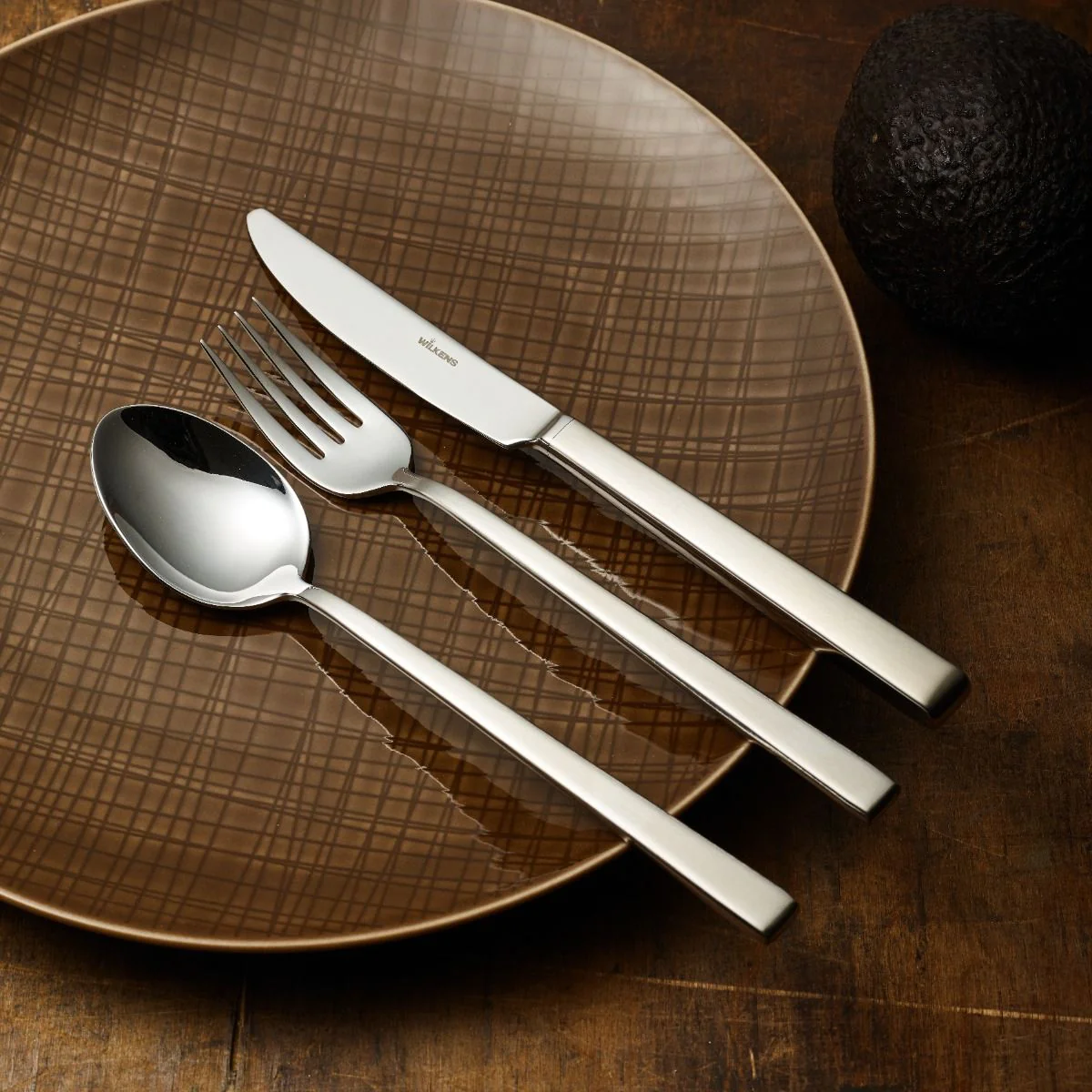 Cucharita de plata Plato marrón