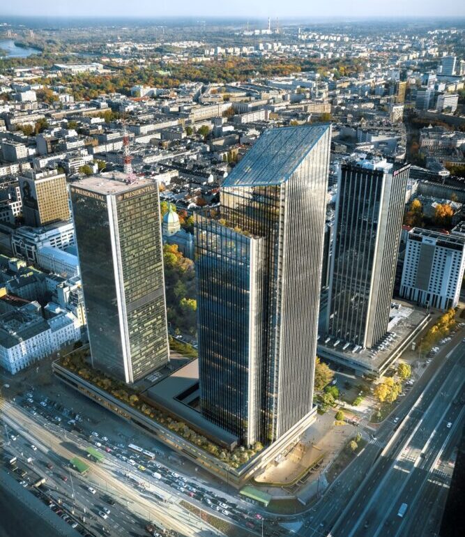 Lilium Tower en Varsovia Un rascacielos orgánico suspendido