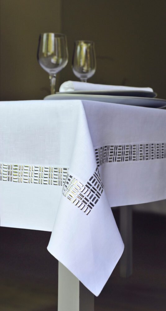 manteles navideños dorados