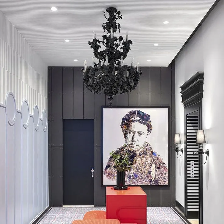 Multiforme Lámpara de Araña Negra Murano