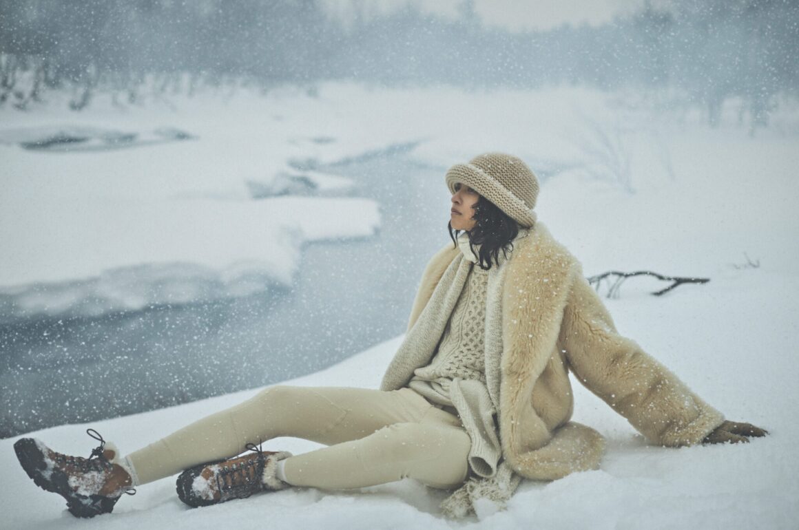Qué gorros para ella en la pista de esquí